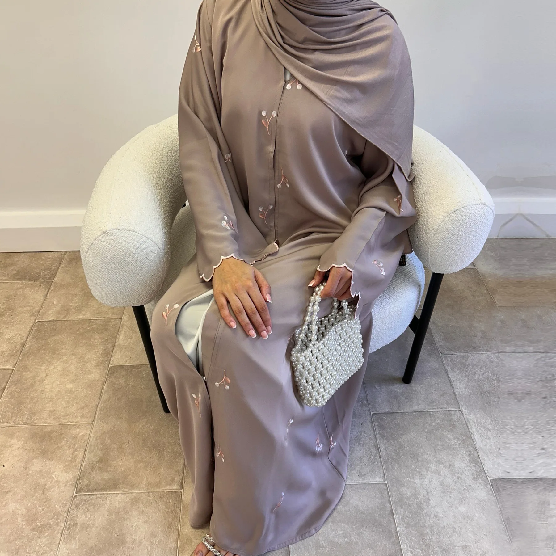 Embroidery Kaftan - Eid Damen Bestickte Abaya Muslimisches Cardigan-Kleid