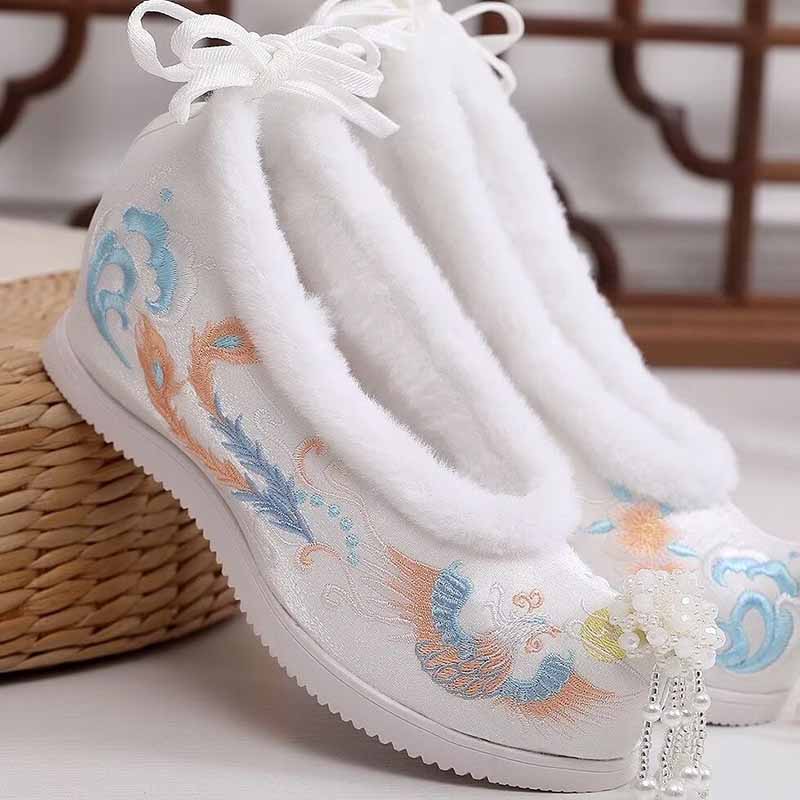 Embroidery Red - Winter Hanfu Schuhe Frauen Chinesische Alte