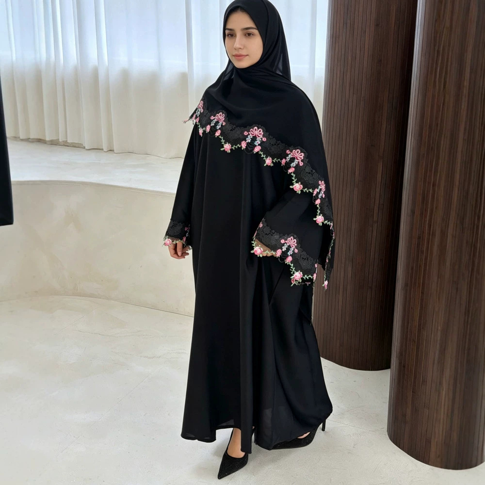 Embroidery Hijab - Eid-Kleid für Frauen Muslimische Abaya Partykleider
