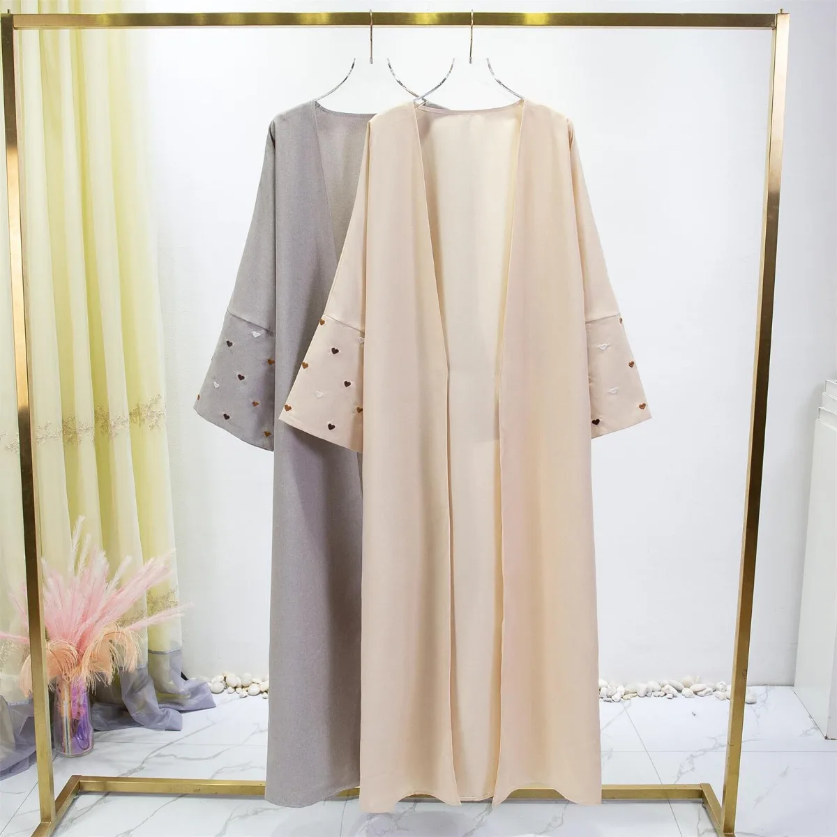 Embroidery Kaftan - Frauen Jilbabs offene Front Abaya Langarm