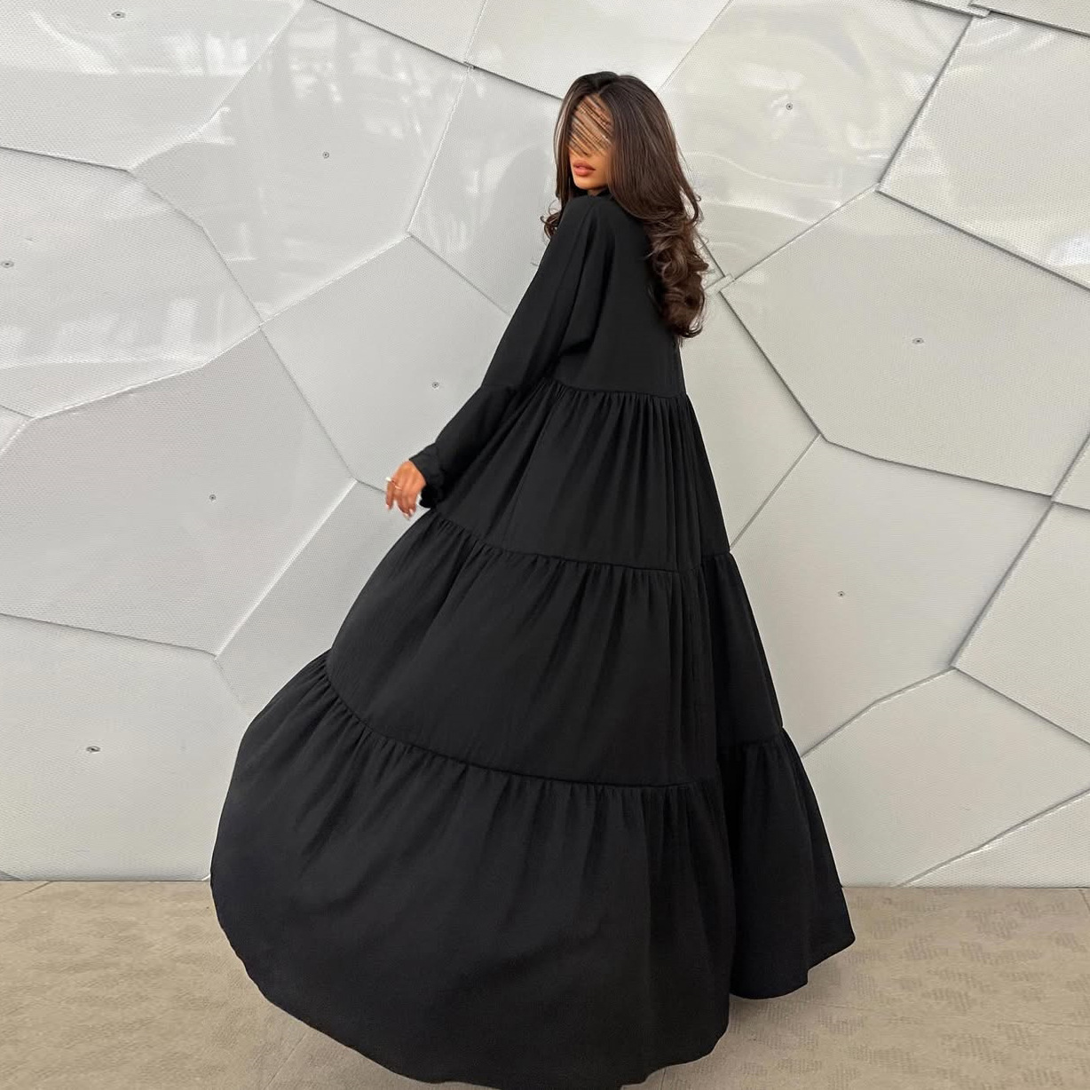 Embroidery Kaftan - Muslimisches Hijab-Kleid für Damen, ausgestellte Ärmel,