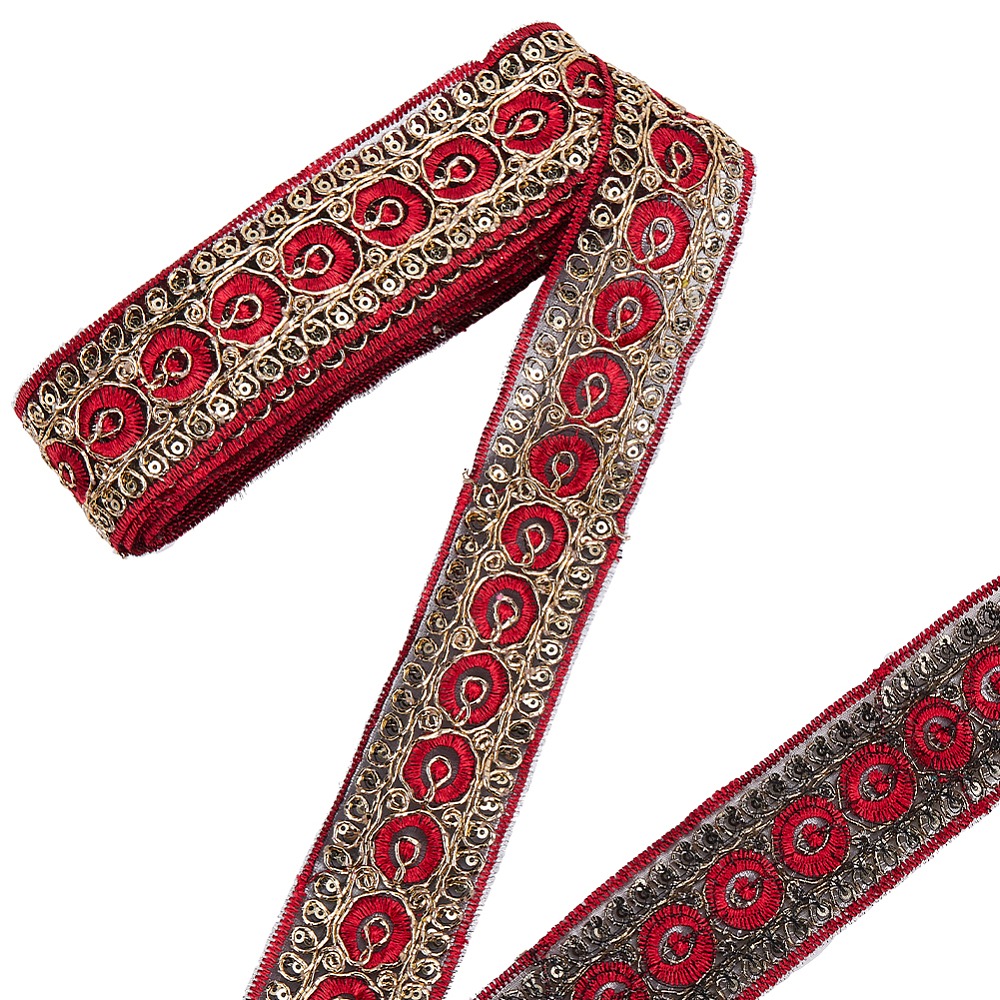 Embroidery Red - 10 Yards 1,77 Zoll Rotes Besticktes