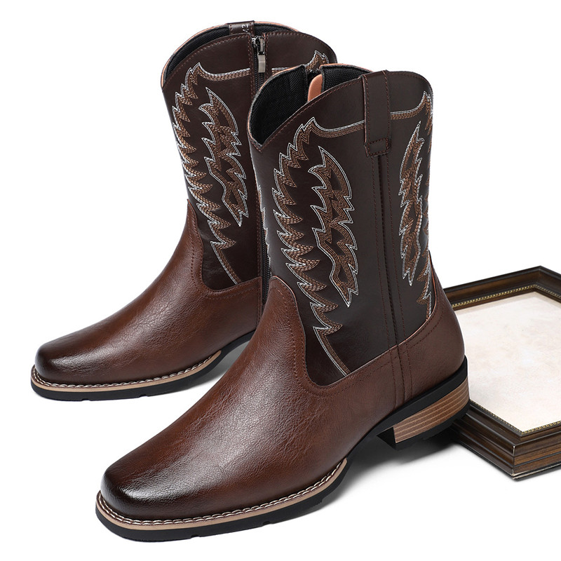 Embroidery Stitches - Herren Hohe Stiefel mit Stickerei, Retro