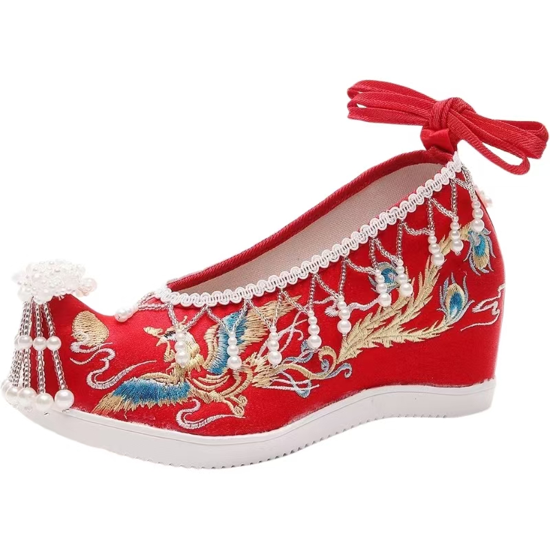 Embroidery Red - Frauen Neue Rote Gestickte Hochzeit Schuhe
