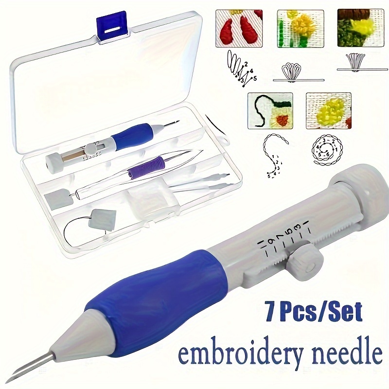 Embroidery Kit Set - 7-teiliges Stickerei-Stanznadel-Nähwerkzeug-Set zum Handstricken und Nähen,