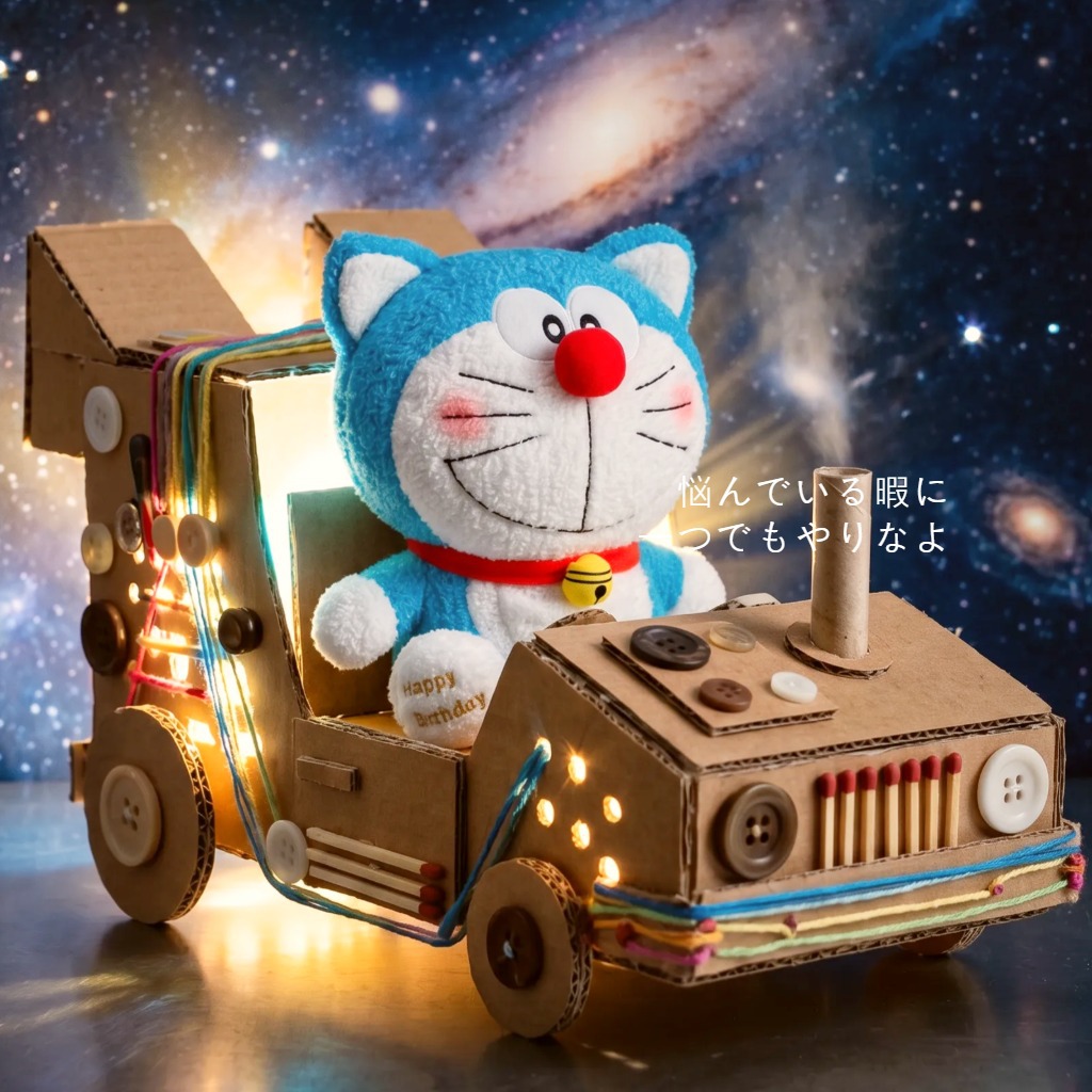 Embroidery Design Love - Niedliche Geburtstagsversion Doraemon Plüschpuppe, Spielzeug mit