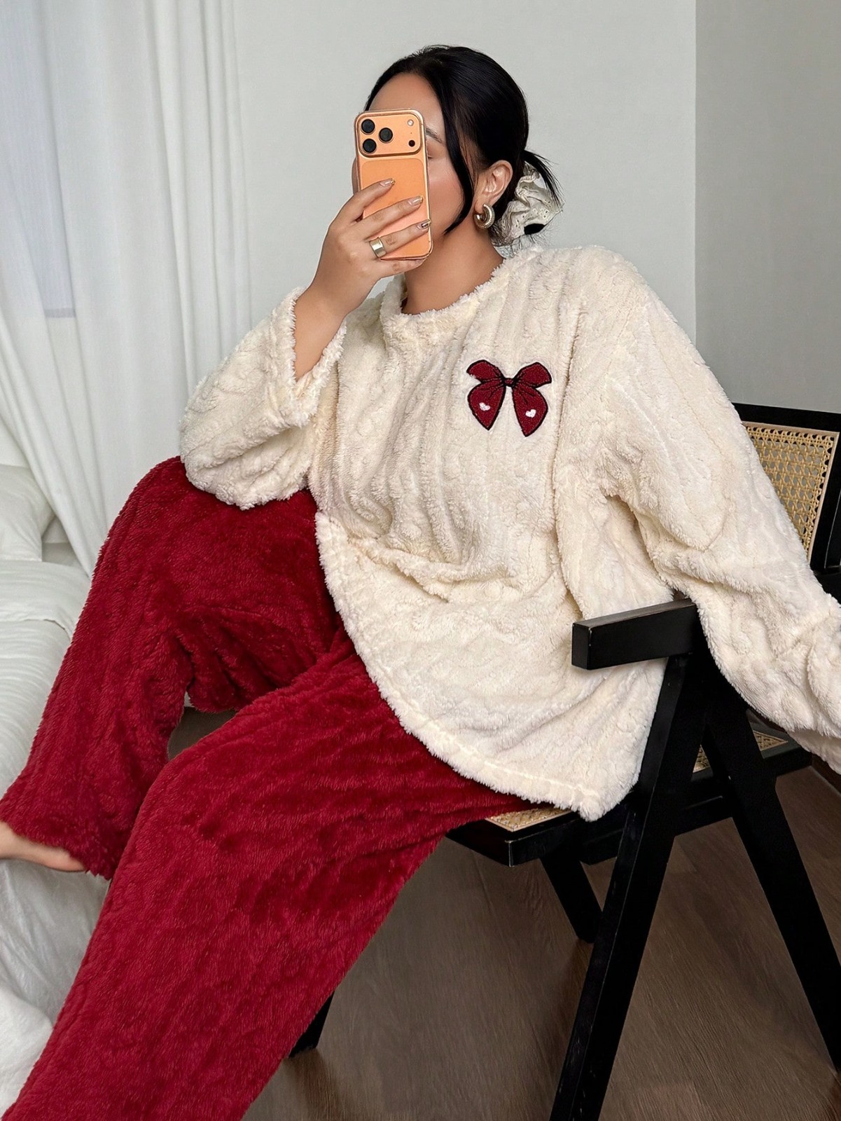 Embroidery Red - Übergröße 1XL-5XL Damen Herbst Winter Dicke