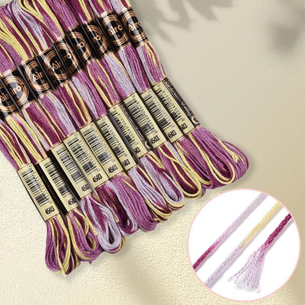 6-strängige lila bunte Stickga – Embroidery Stitches Bewertung und Preis