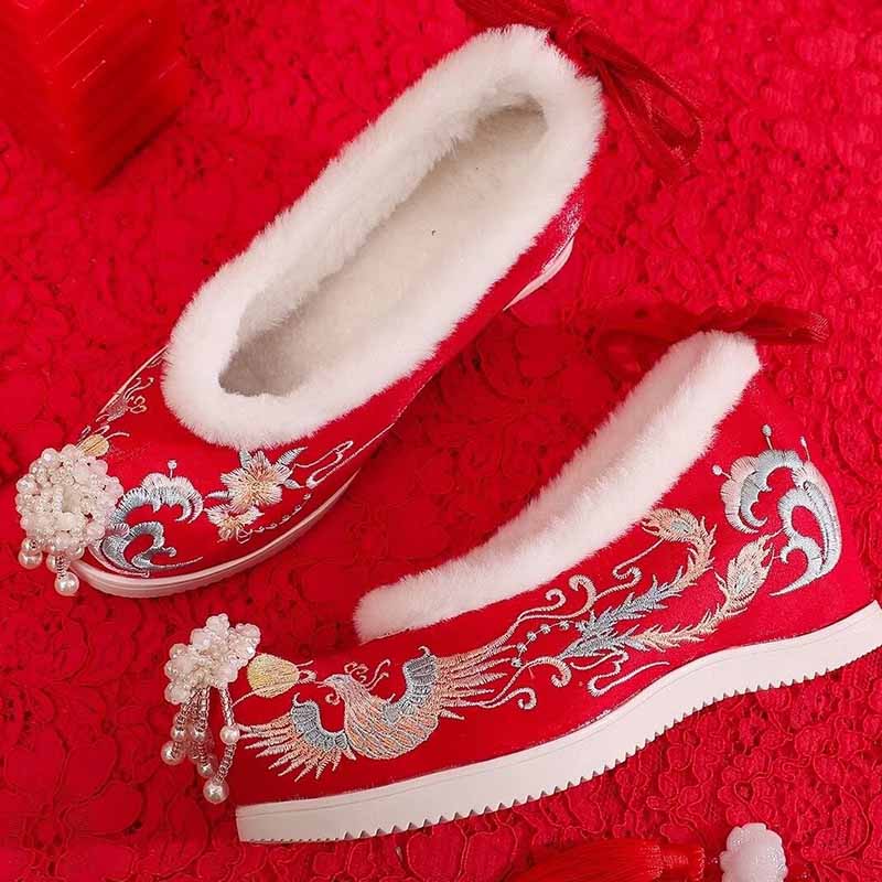 Winter Hanfu Schuhe Frauen Chi – Embroidery Red Bewertung und Preis
