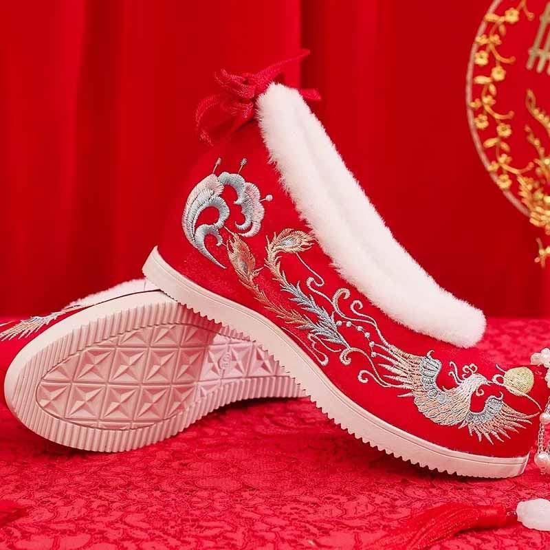 Winter Hanfu Schuhe Frauen Chi – Embroidery Red Bewertung und Preis