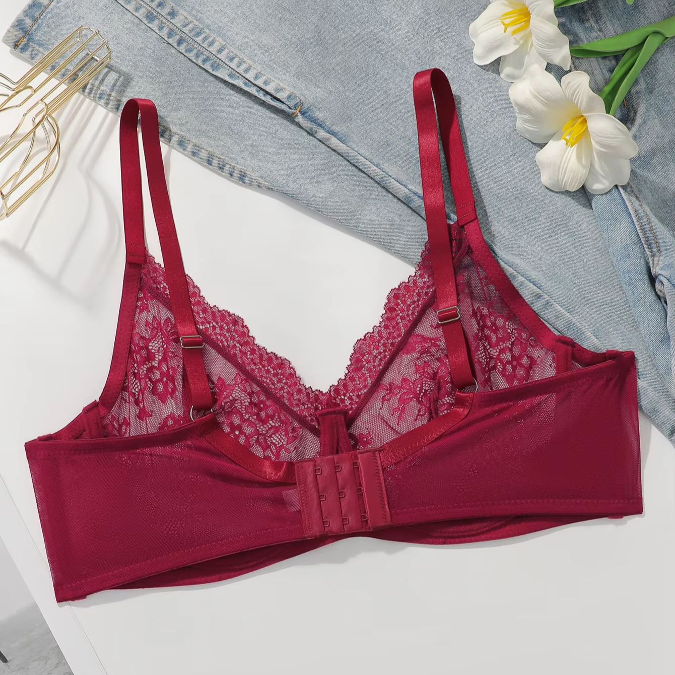 Damen Übergröße Roter Spitzen- – Embroidery Red Bewertung und Preis