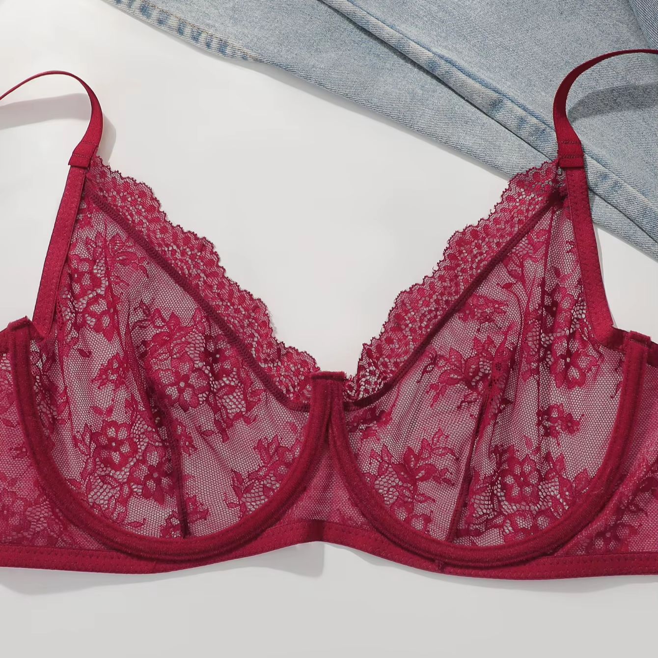 Damen Übergröße Roter Spitzen- – Embroidery Red Bewertung und Preis