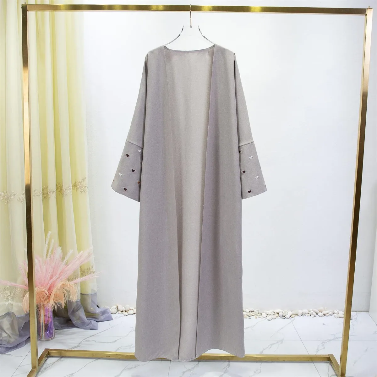 Frauen Jilbabs offene Front Ab – Embroidery Kaftan Bewertung und Preis