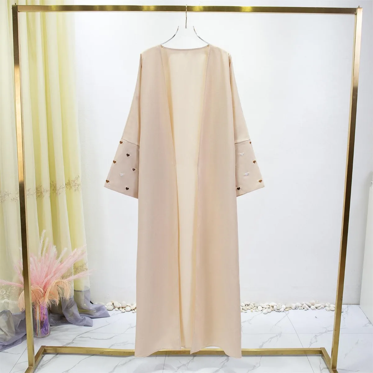 Frauen Jilbabs offene Front Ab – Embroidery Kaftan Bewertung und Preis