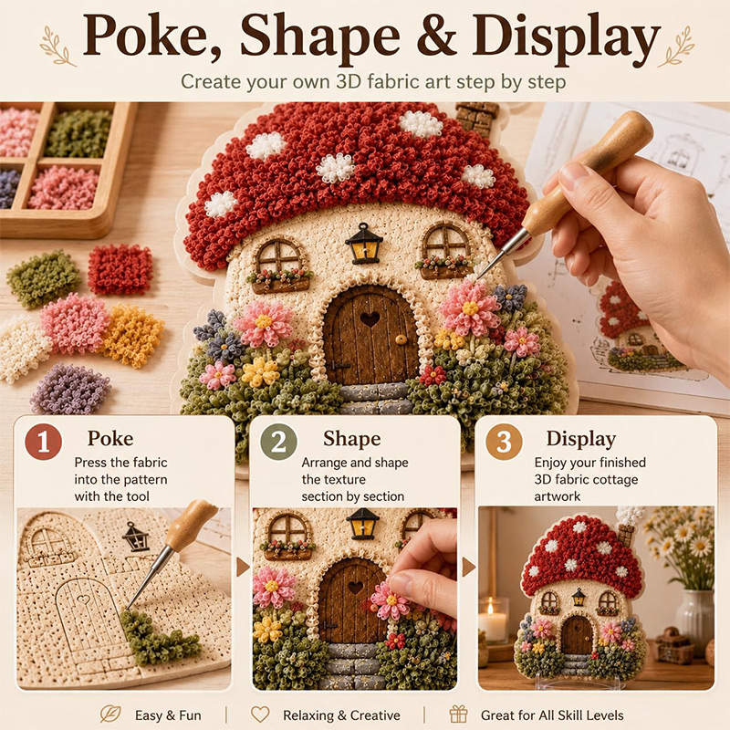 3D Pilzhaus Poke Art DIY-Set S – Embroidery Kit Set Bewertung und Preis