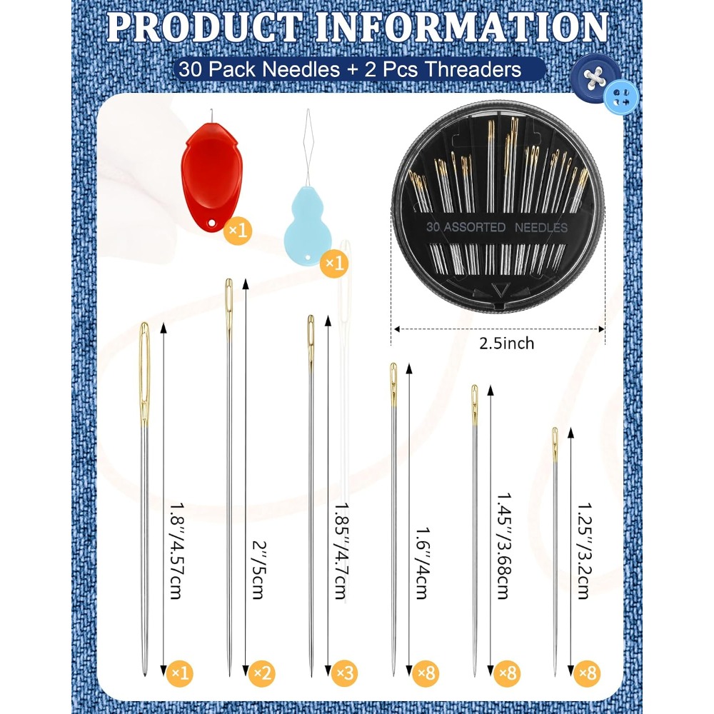 30-teiliges Stahl-Handnähnadel – Embroidery Kit Set Bewertung und Preis