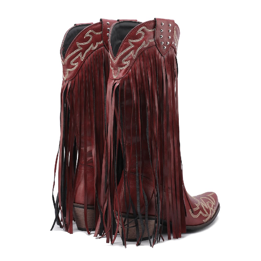 Western Cowboy Mid-Calf Stiefe – Embroidery Red Bewertung und Preis