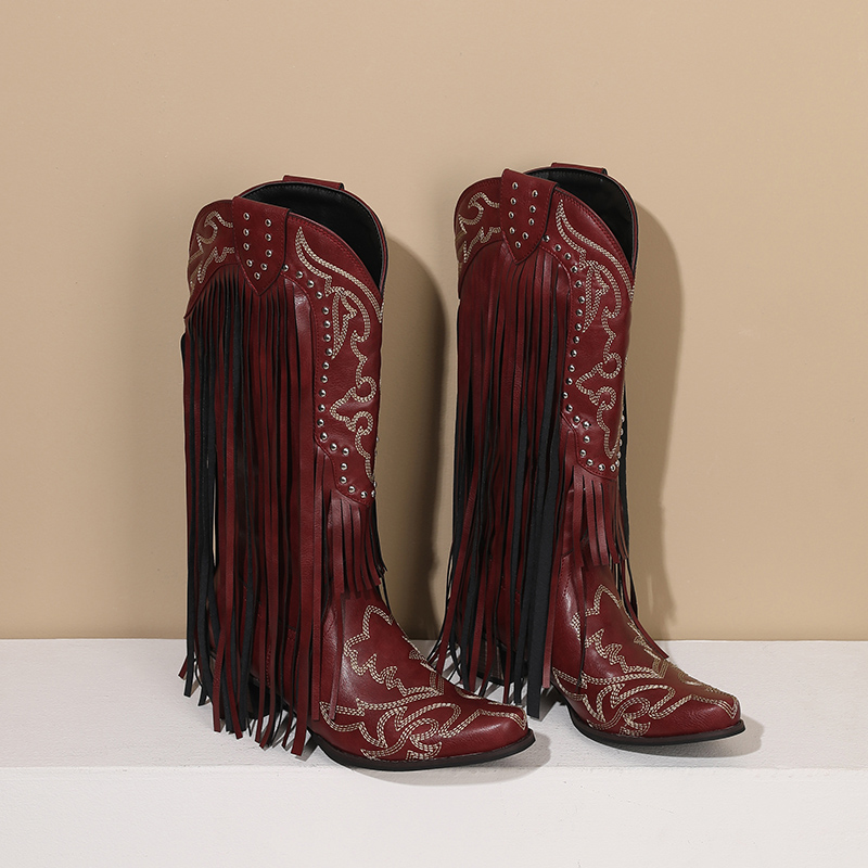 Western Cowboy Mid-Calf Stiefe – Embroidery Red Bewertung und Preis